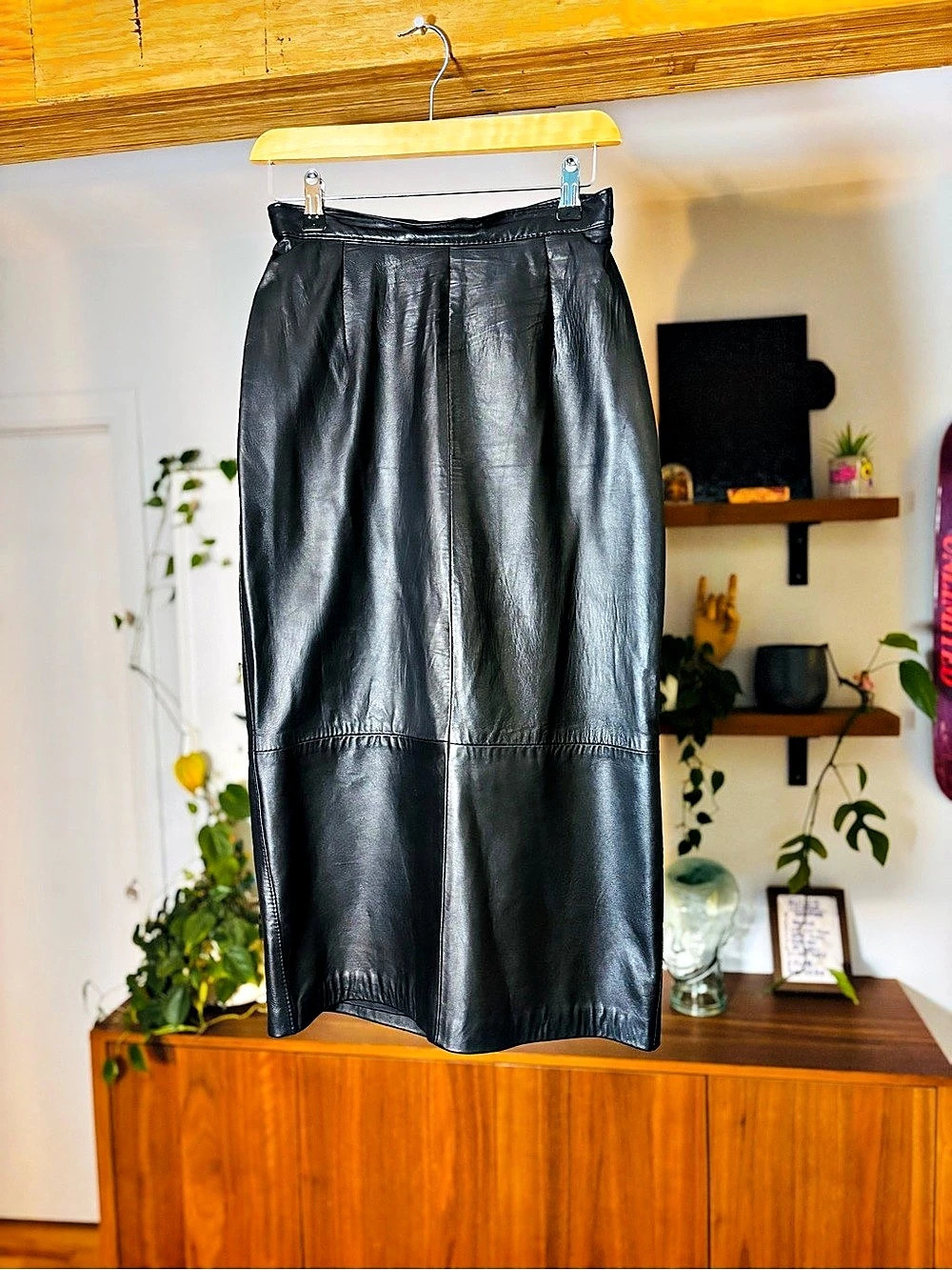 70’s 80’s ILGWU Bagatelle  Leather Pencil Skirt - Size 8 (Fits Smaller)